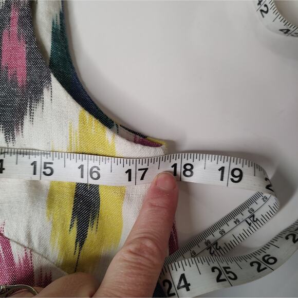 J. Crew Watercolor Ikat Print Cotton Blend Shift Dress in White /Multi Size 4 - Picture 9 of 14
